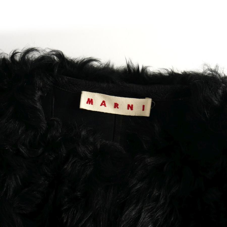MARNI マルニ ラム ファー ムートン ケープ マント ベスト 黒 38