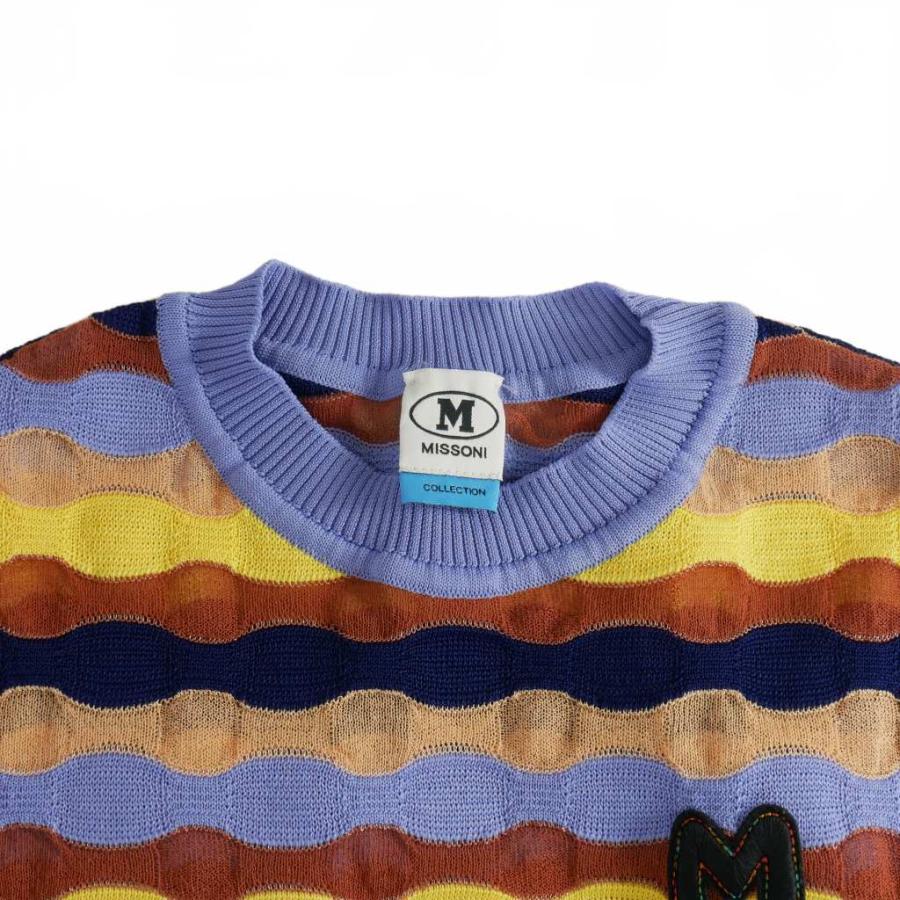 ミッソーニ MISSONI 胸ロゴ ニット 半袖 ジグザグ柄 40 マルチカラー