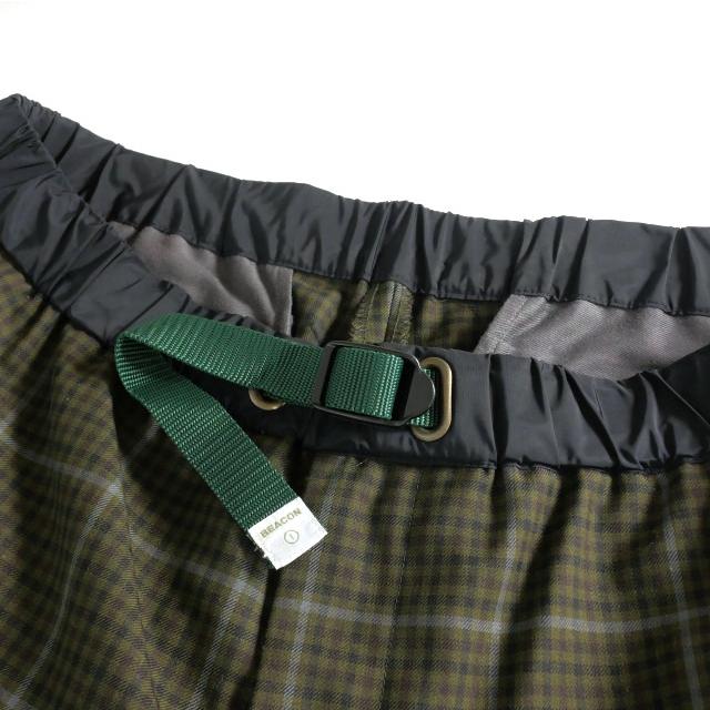 カラー kolor beacon ベルト付き チェック柄 テーパードパンツ 