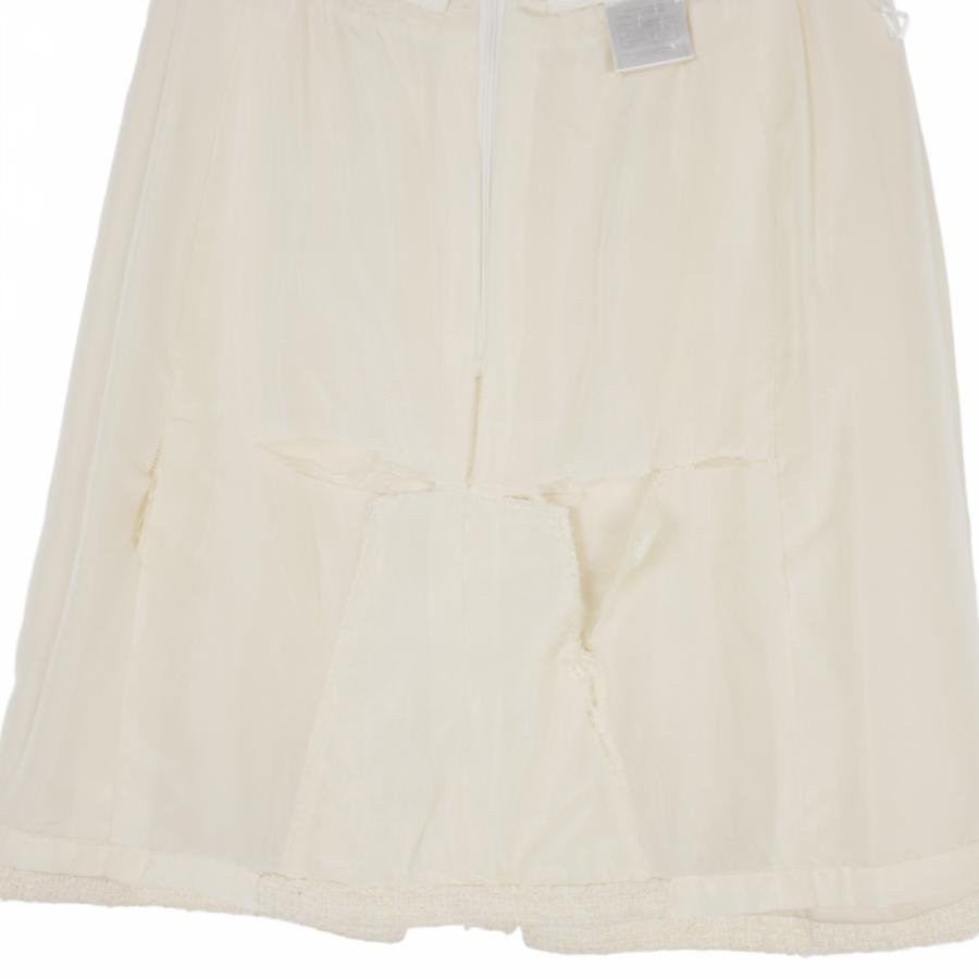 【中古】シャネル CHANEL 07P コットンツイード ひざ丈 スカート 38 白 ホワイト P30631V20636 レディース CHANEL（シャネル） CHANEL 07P コットンツイード ひざ丈 スカート 38