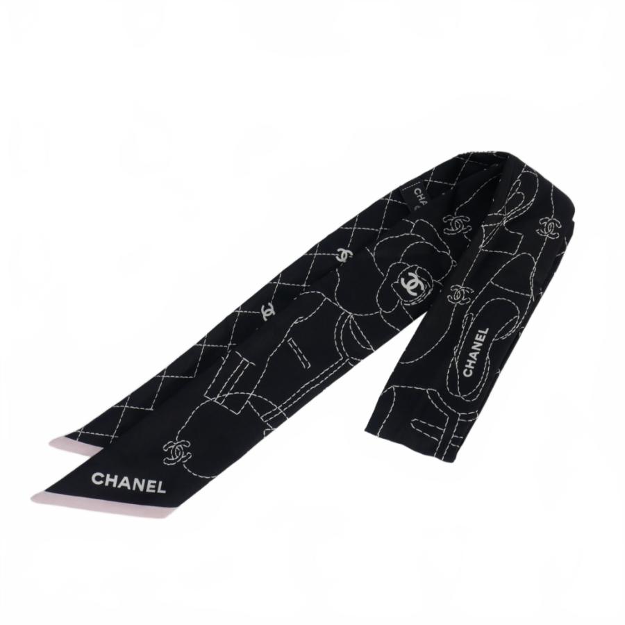 CHANEL（シャネル） ヘアバンド シルク スカーフ 黒 ブラック