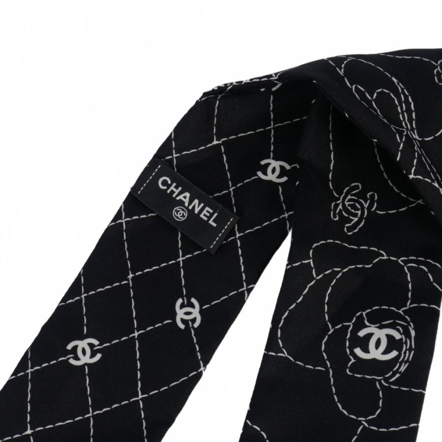 CHANEL（シャネル） ヘアバンド シルク スカーフ 黒 ブラック