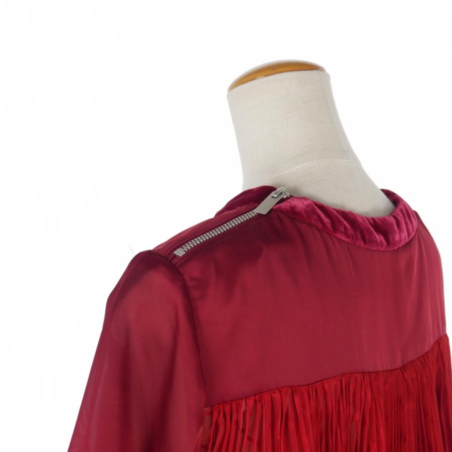 サカイ sacai バックプリーツ サテンブラウス トップス 半袖 2 赤