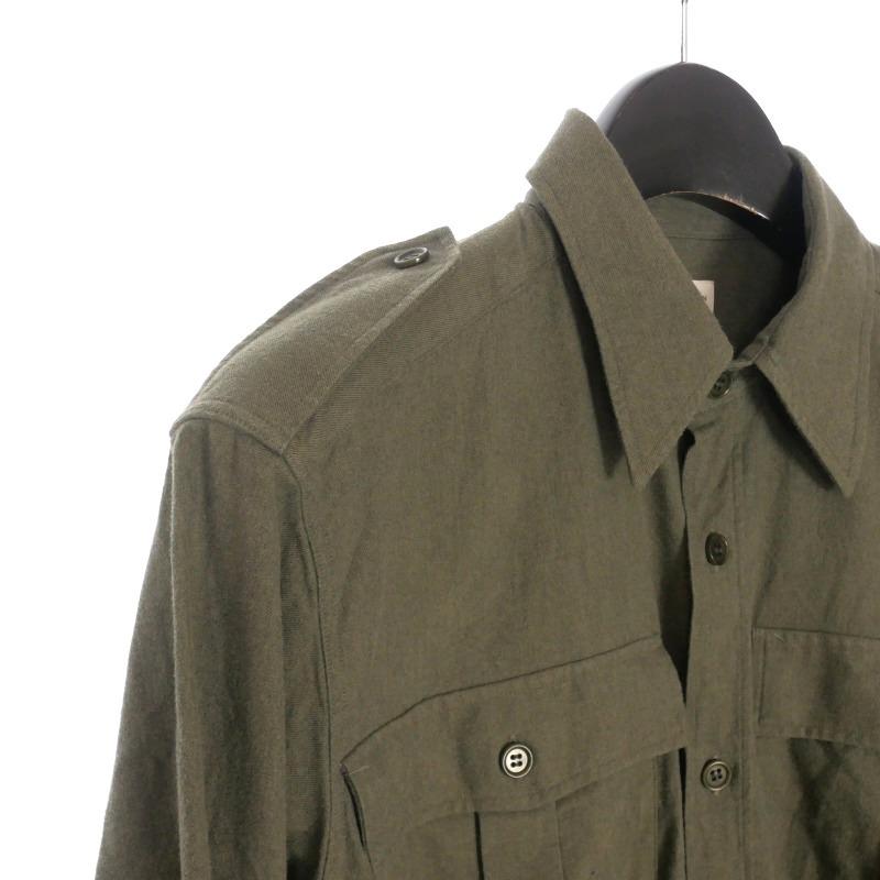 【中古】ドリスヴァンノッテン DRIES VAN NOTEN ベルテッド ミリタリーシャツ 長袖 44 カーキ 緑 HSDN-LA-1008 ドリスヴァンノッテン DRIES VAN NOTEN ベルテッド ミリタリーシャツ