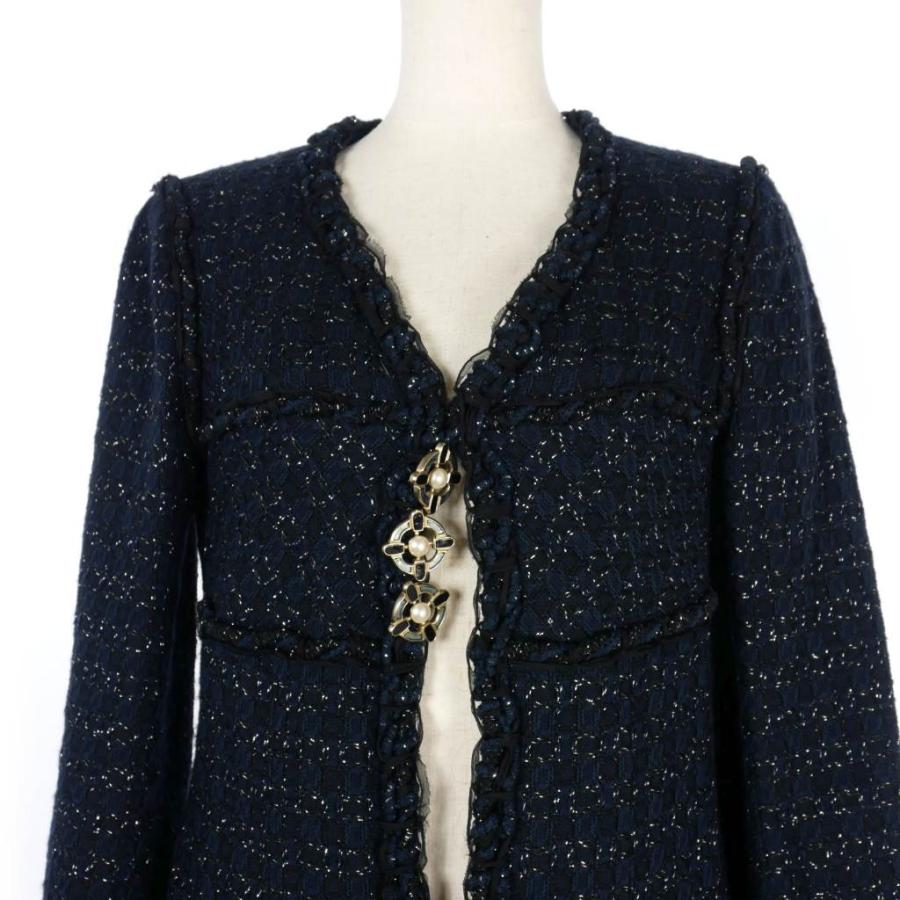 CHANEL（シャネル） ツイード ジャケット コート 36 紺 ネイビー