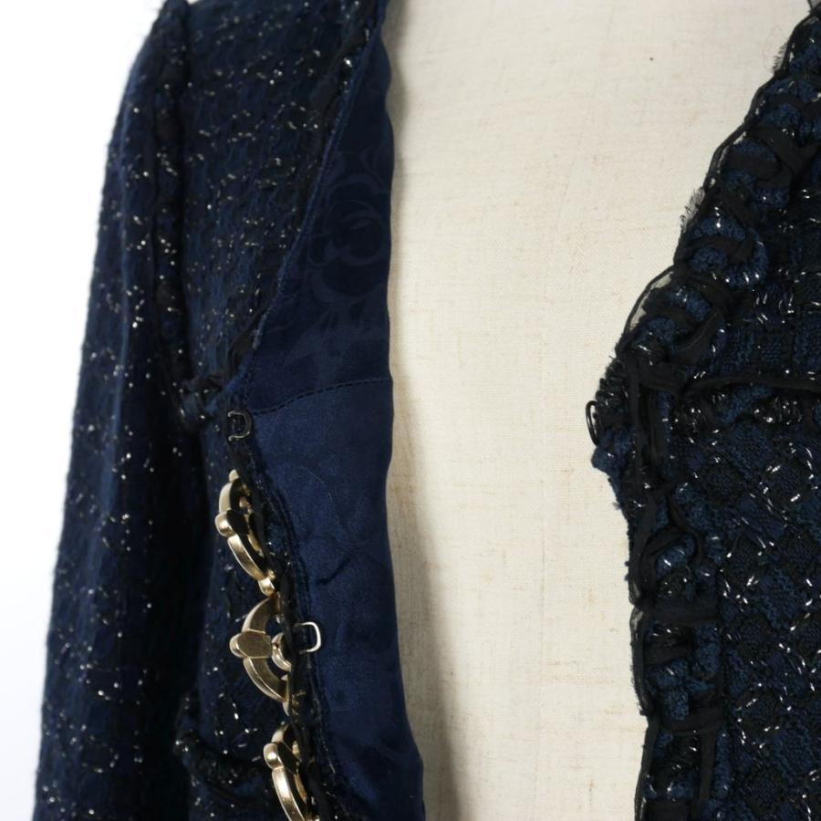 CHANEL（シャネル） ツイード ジャケット コート 36 紺 ネイビー