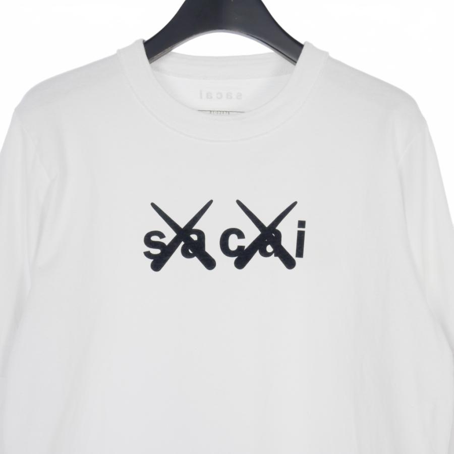 【中古】サカイ sacai × カウズ kaws レイヤード カットソー プリント Tシャツ 長袖 0 白 21-0287S レディース サカイ sacai × カウズ kaws レイヤード カットソー プリント Tシャツ