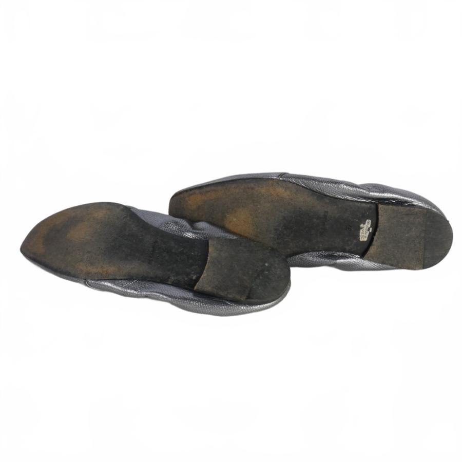 HERMES◇ドライビングシューズ/フラットパンプス/38/BLK/エナメル