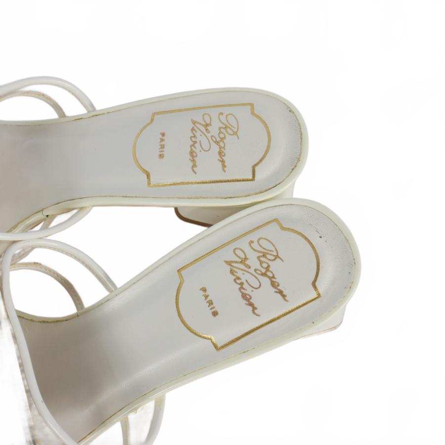 ロジェヴィヴィエ ROGER VIVIER PVC×レザー スクエアバックル ミュール