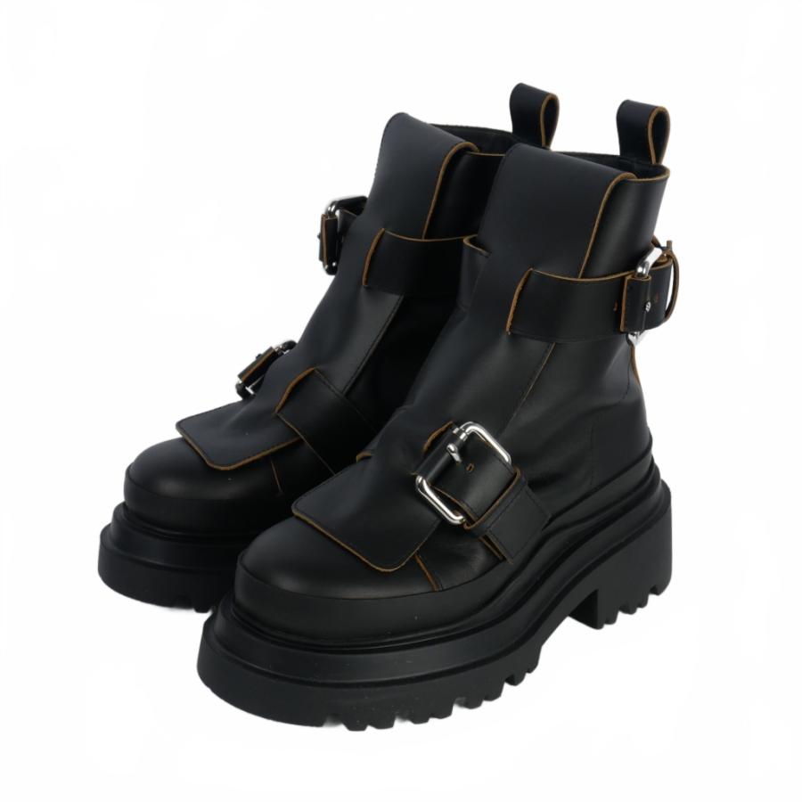 未使用品 プランシー PLAN C CALF COMBAT BOOTIE ベルテッド ショート 