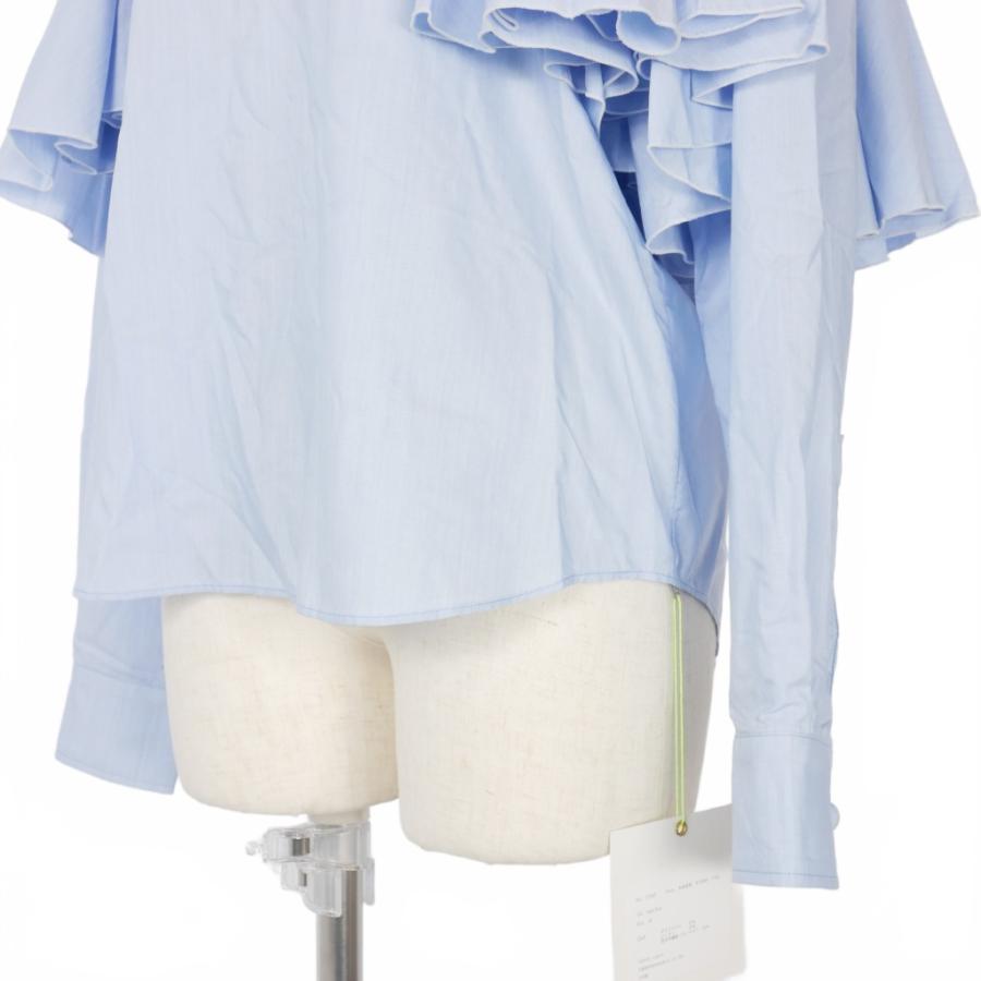 アキラフルカワ AKIRA FURUKAWA ブラウス フリル シャツ 長袖 38 青