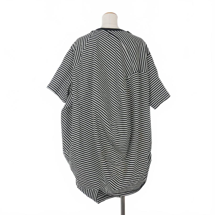 【中古】アンリアレイジ ANREALAGE ボール ボーダー Tシャツ カットソー 半袖 変形 48 黒 白 ブラック ホワイト アンリアレイジ ANREALAGE ボール ボーダー Tシャツ カットソー 半袖