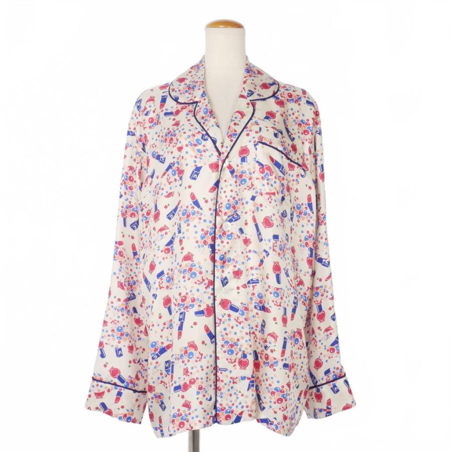 【中古】未使用品 メゾンマルジェラ Maison Margiela 22AW Ditsy 総柄 プリント シルクシャツ オープンカラー 長袖 38 未使用品 メゾンマルジェラ Maison Margiela 22AW Ditsy 総柄 プリント