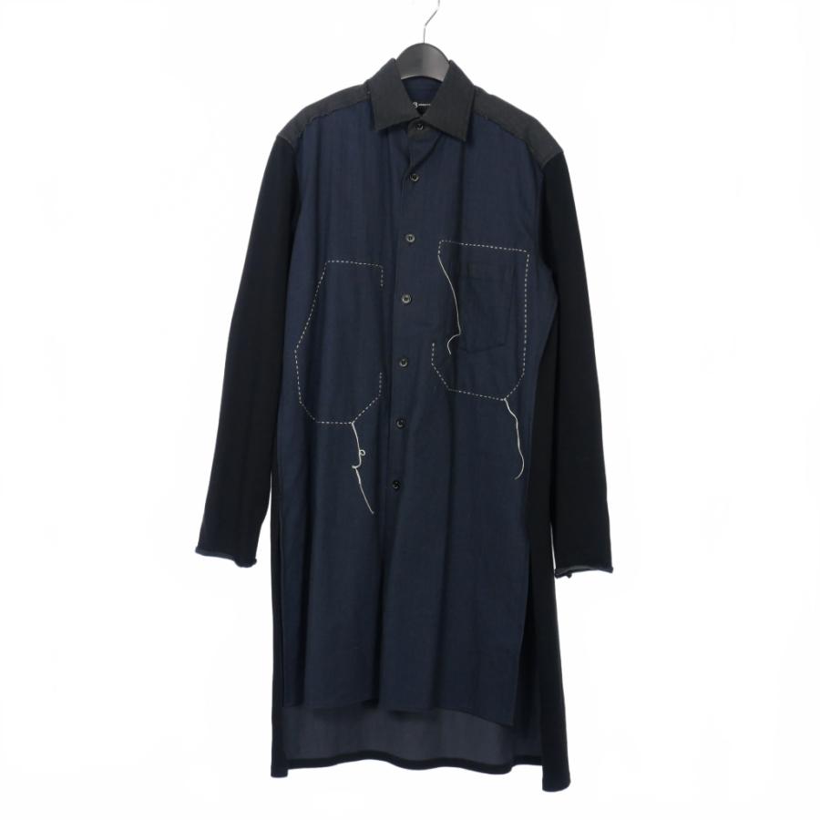 ワイスリー Y-3 ヨウジヤマモト 切替 ロングシャツ 長袖 ステッチ XS