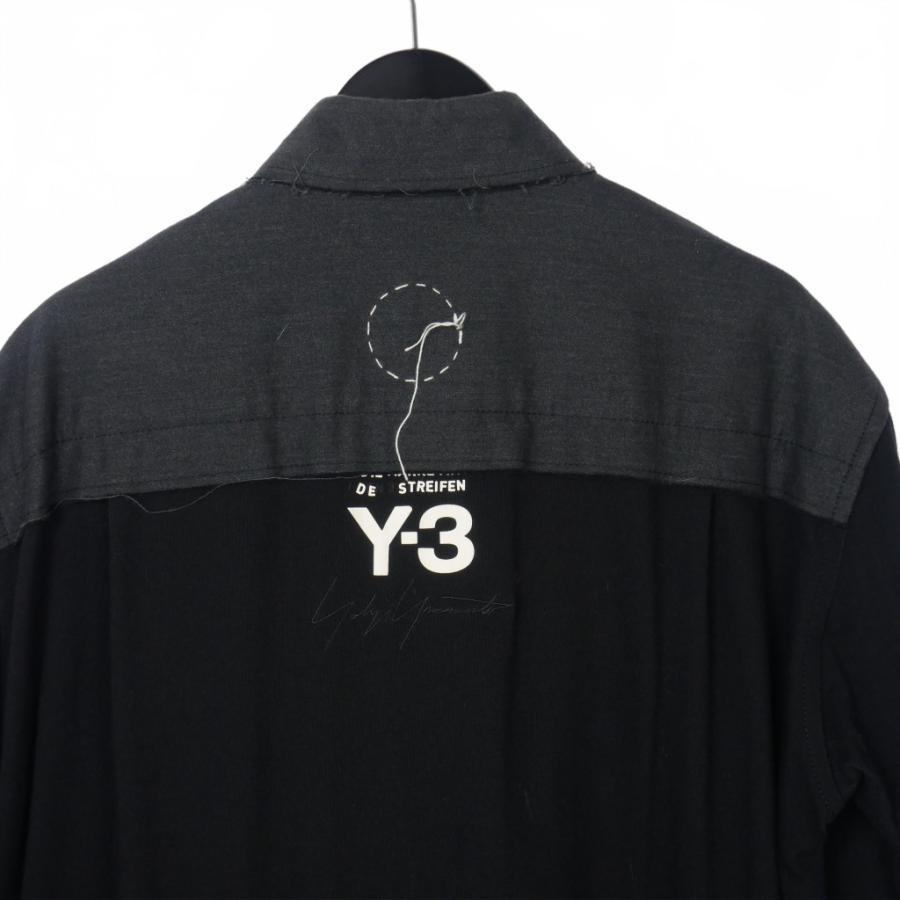 【中古】ワイスリー Y-3 ヨウジヤマモト 切替 ロングシャツ 長袖 ステッチ XS 黒 紺 ブラック ネイビー DP0567 メンズ ワイスリー Y-3 ヨウジヤマモト 切替 ロングシャツ 長袖 ステッチ XS