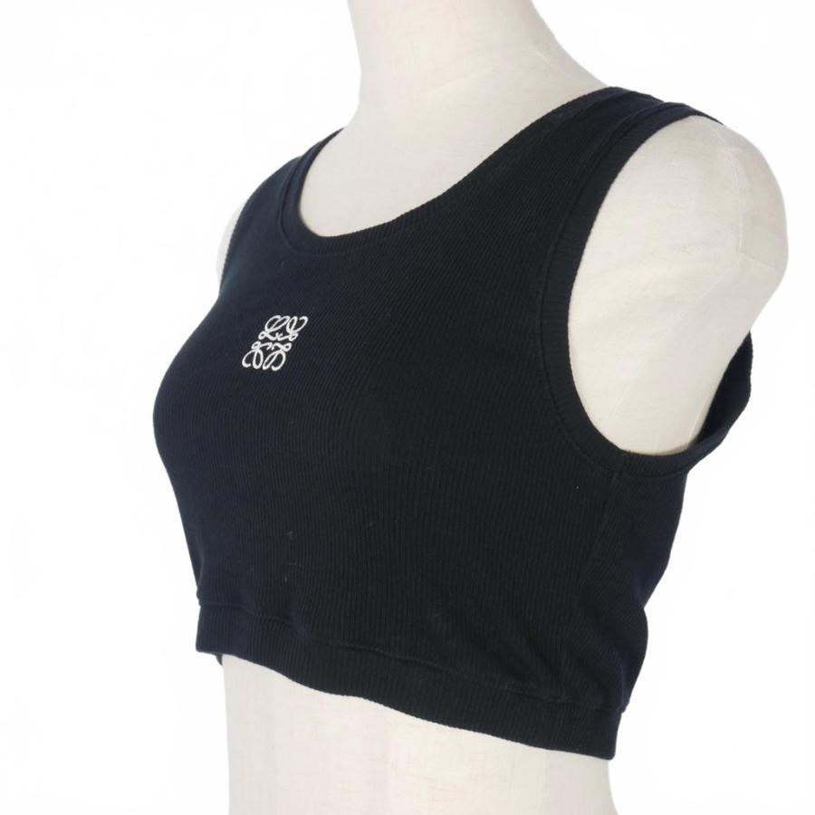 ロエベ LOEWE ロゴタンクトップ クロップド Uネック S 黒 ブラック