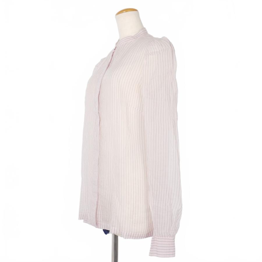 【美品】  DRIES VAN NOTEN / ドリスヴァンノッテン | シアー ロングシャツ ブラウス | XS | ピンク | レディース ドリスヴァンノッテン DRIES VAN NOTEN ストライプ シアー ノーカラー
