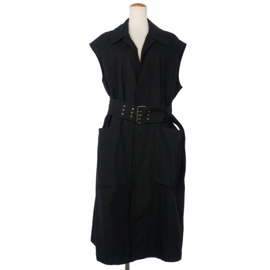 【中古】アッシュ HACHE ノースリーブコート ジレ ベルト付き 42 黒 ブラック レディース アッシュ HACHE ノースリーブコート ジレ ベルト付き 42 黒 ブラック