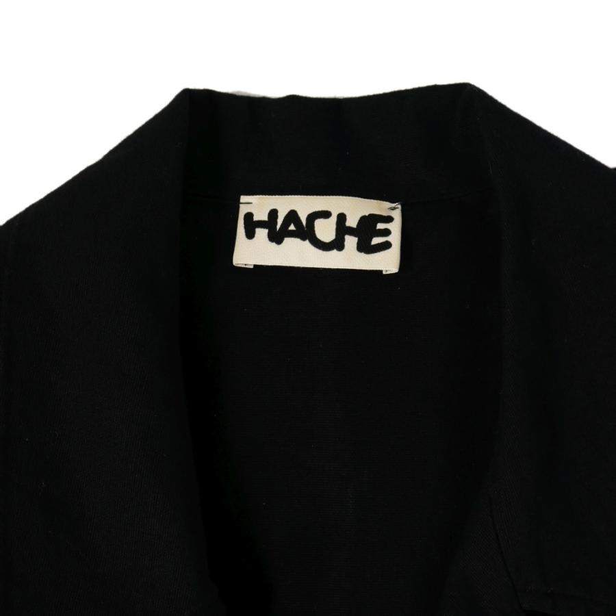 アッシュ HACHE ノースリーブコート ジレ ベルト付き 42 黒 ブラック