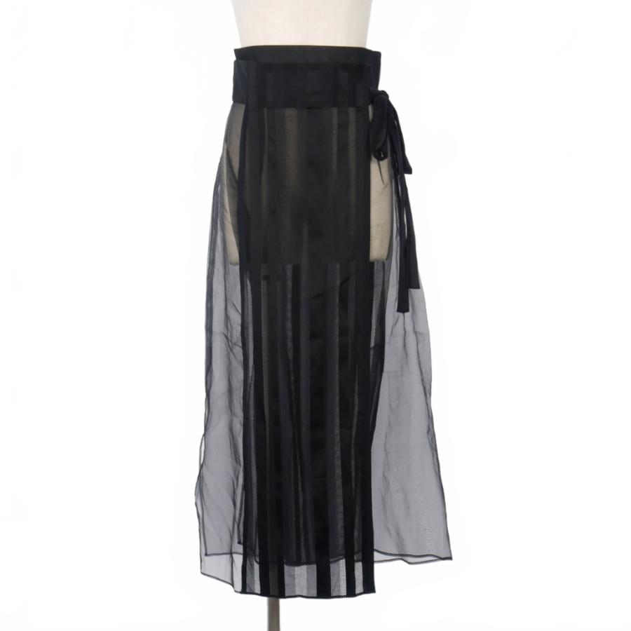 【中古】エンフォルド ENFOLD ストライプ シアー ラップスカート 36 黒 ブラック レディース エンフォルド ENFOLD ストライプ シアー ラップスカート 36 黒