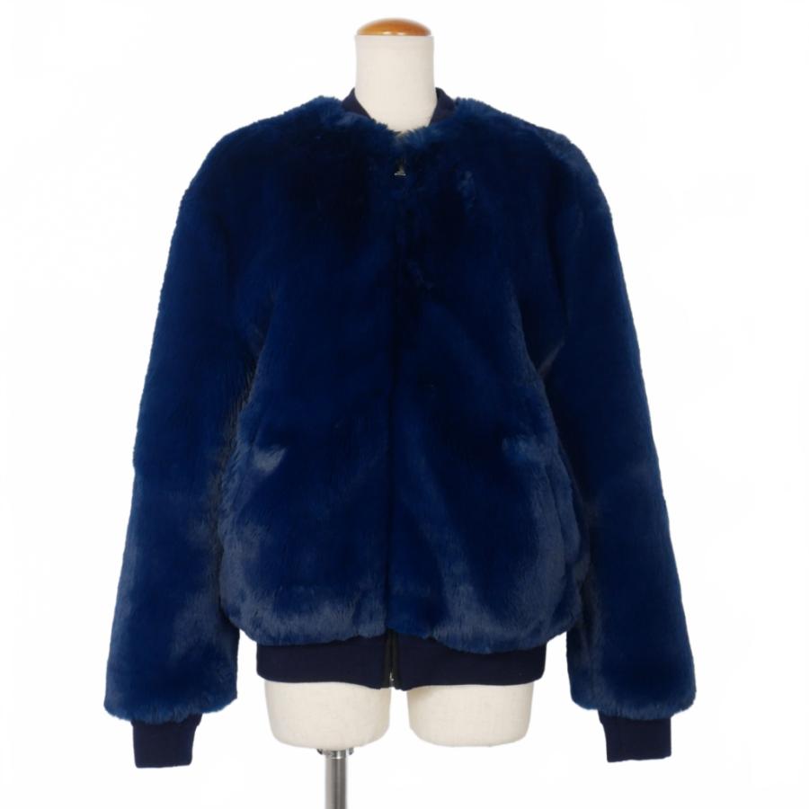 【中古】ゴールデングース GOLDEN  フェイクファー ボンバージャケット ブルゾン XS 青 ブルー レディース ゴールデングース GOLDEN GOOSE フェイクファー ボンバージャケット