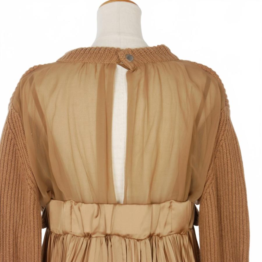 サカイ sacai WOOL KNIT DRESS ニット ドッキング プリーツ ワンピース