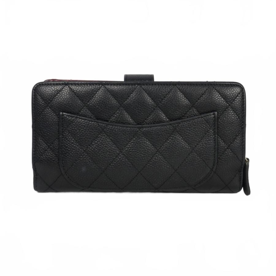 CHANEL シャネル 二つ折り財布 黒 レザー キャビアスキン 491 動画付き シャネル 財布 二つ折り マトラッセ キャビアスキン ブラック