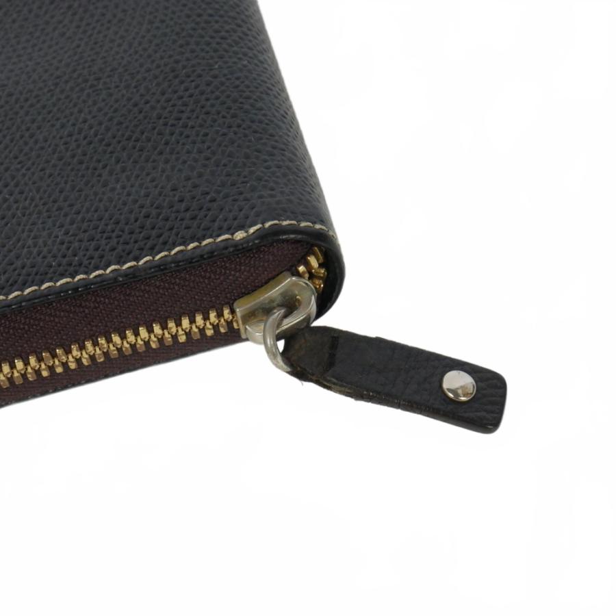 美品 ロエベ アナグラム ジップアラウンド 長財布 ブラック ブラウン レザー LOEWE（ロエベ） アナグラム レザー ジップアラウンドウォレット 長