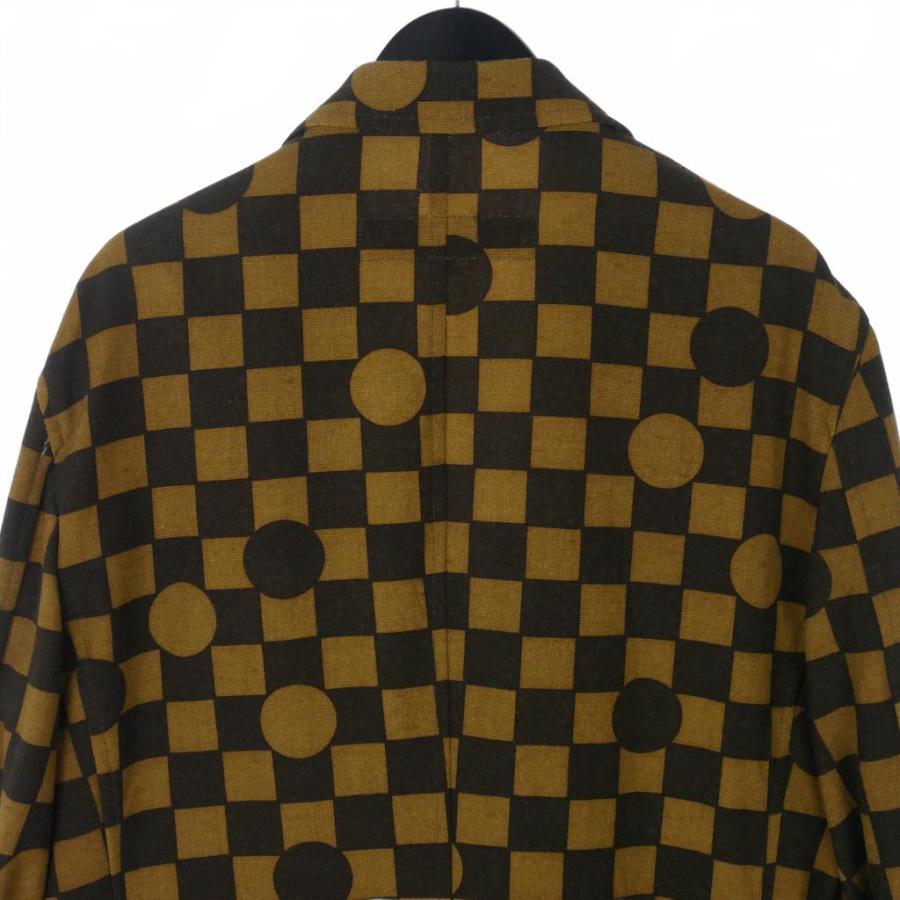 03SS 田中オム 市松柄 ドット柄 総柄 ウールジャケット L 茶 未使用品 コムデギャルソンオム COMME des GARCONS HOMME 2003SS 田中
