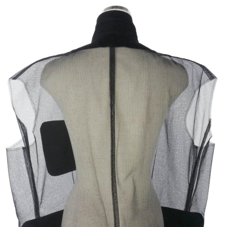 コムデギャルソン　AD2004　ジレ　ベスト　チュール　装飾　黒　アシンメトリー ブラックコムデギャルソン BLACK COMME des GARCONS 25SS ナイロン