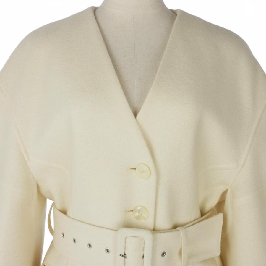 【極美品/2022AW】アキラナカ フローラベルテッド カラーレスコート ウール アキラナカ AKIRA NAKA 22AW Flora belted collarless coat ノーカラー