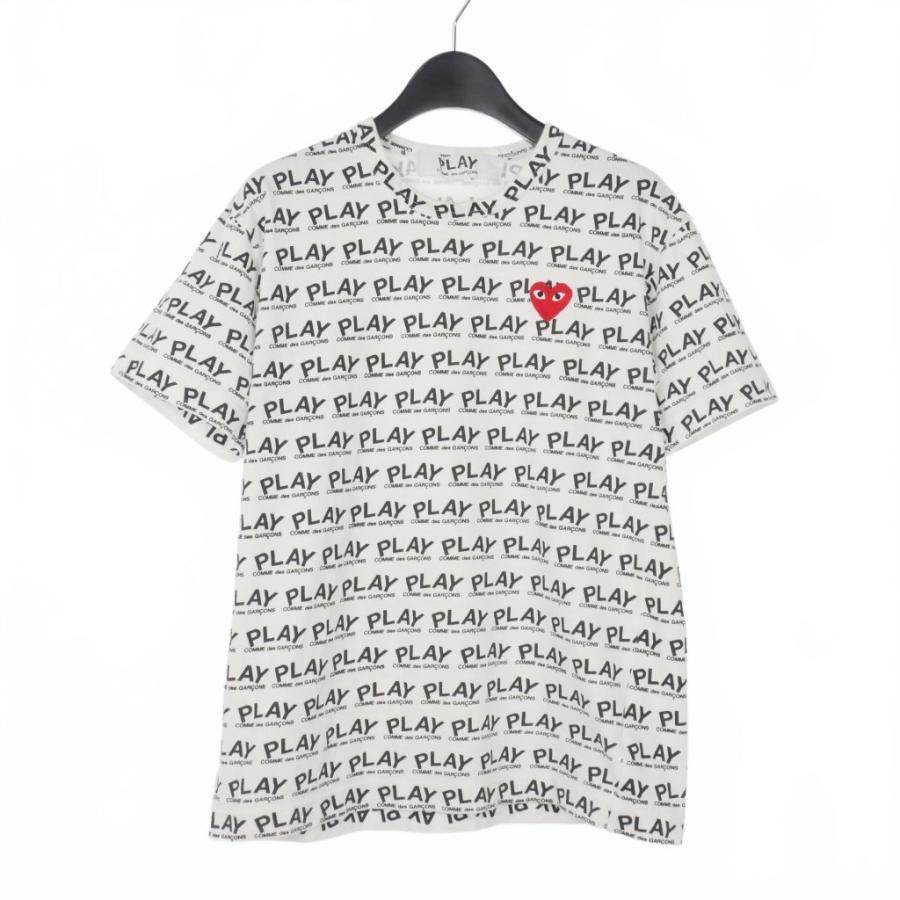 うー プレイコムデギャルソン ハートプリント ハートワッペン Tシャツ M プレイコムデギャルソン PLAY COMME des GARCONS ハートワッペン 総柄
