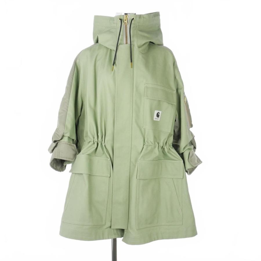 sacai×Carhartt サカイ　ライトグリーン モッズコート サイズ2 サカイ sacai 24SS カーハート Carhartt ダック×ナイロンツイルコート