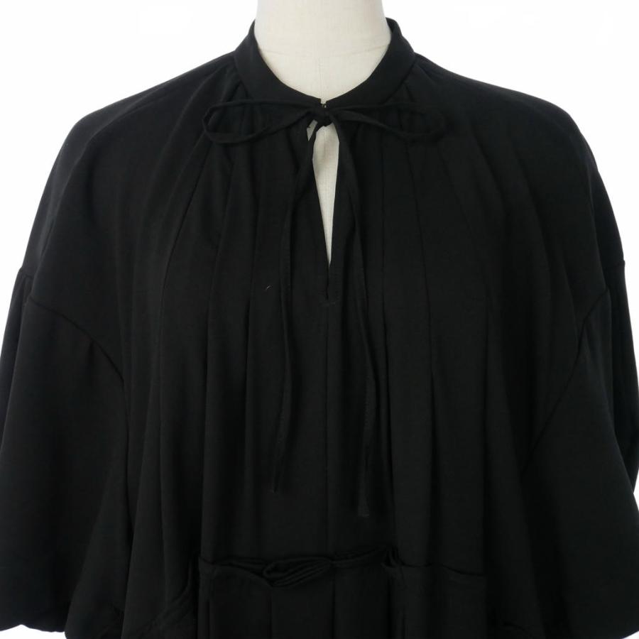 美品 ENFOLD 24SS ギャザーネックオールインワン ブラック 36 【公式