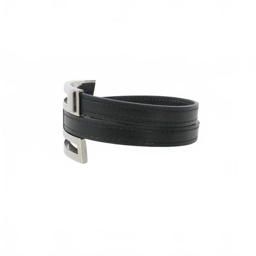 HERMES エルメス プスプス ブレスレット バングル アクセサリー ブラック HERMES（エルメス） プスプス レザー バングル ブレスレット ブラック