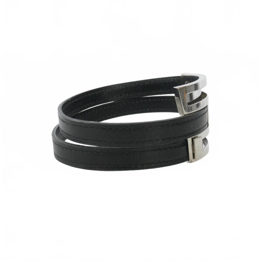 HERMES（エルメス） プスプス レザー バングル ブレスレット ブラック