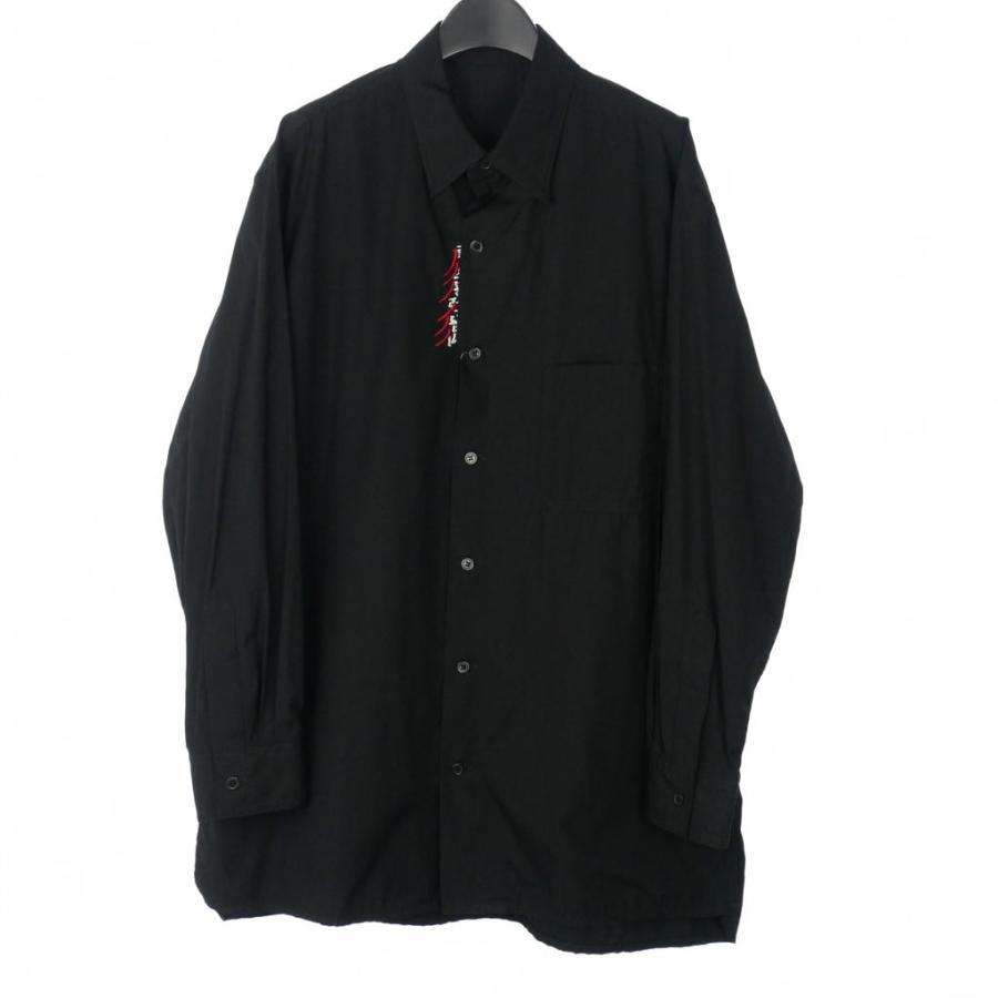 ヨウジヤマモトノアール YOHJI YAMAMOTO NOIR B Yohji Yamamoto18SS 南無阿弥陀仏コットンシャツ 長袖 3 黒 ブラック NR-B72-010