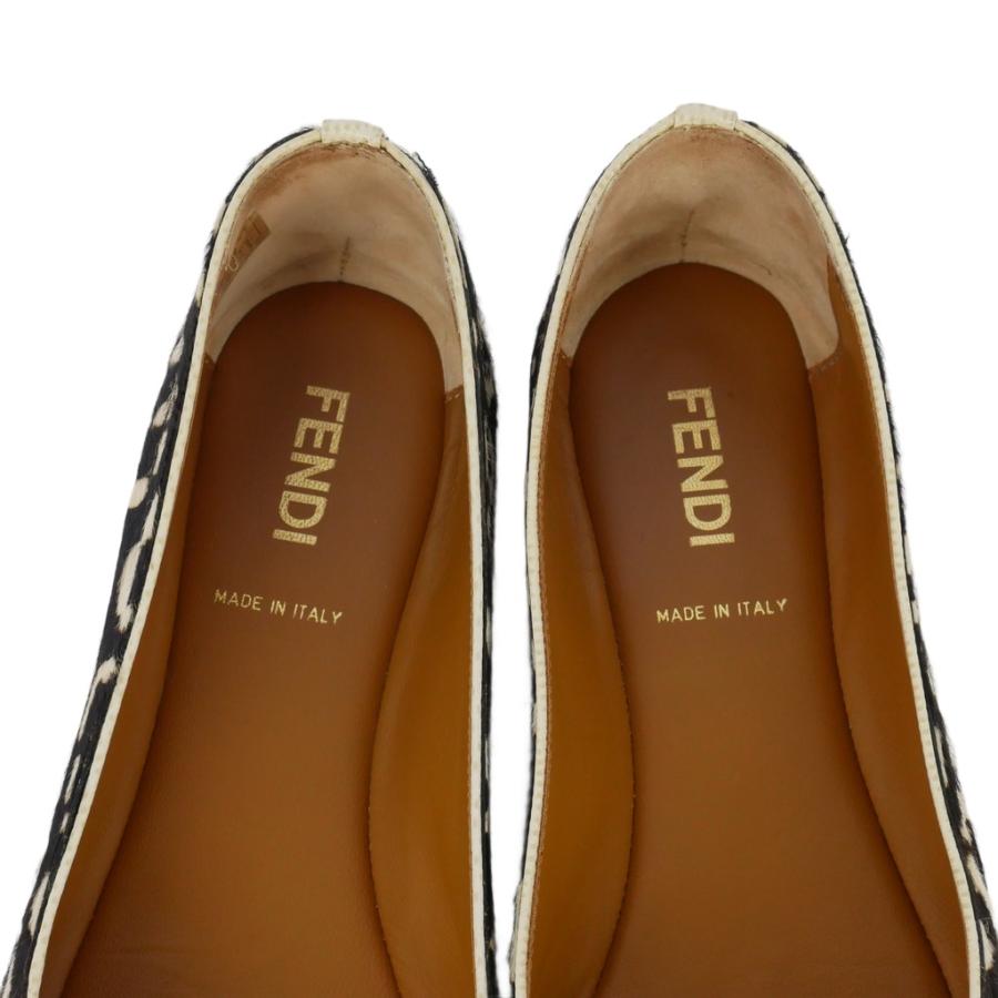 FENDI フラットシューズ/size 37/レオパード/ハラコ/バレエシューズ FENDI（フェンディ） レオパード柄 ハラコ フラットシューズ バレエ