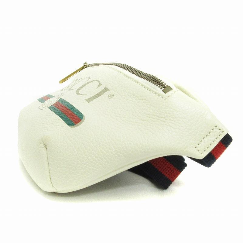 GUCCI アイボリーホワイト ロゴボディバッグウエストバッグ