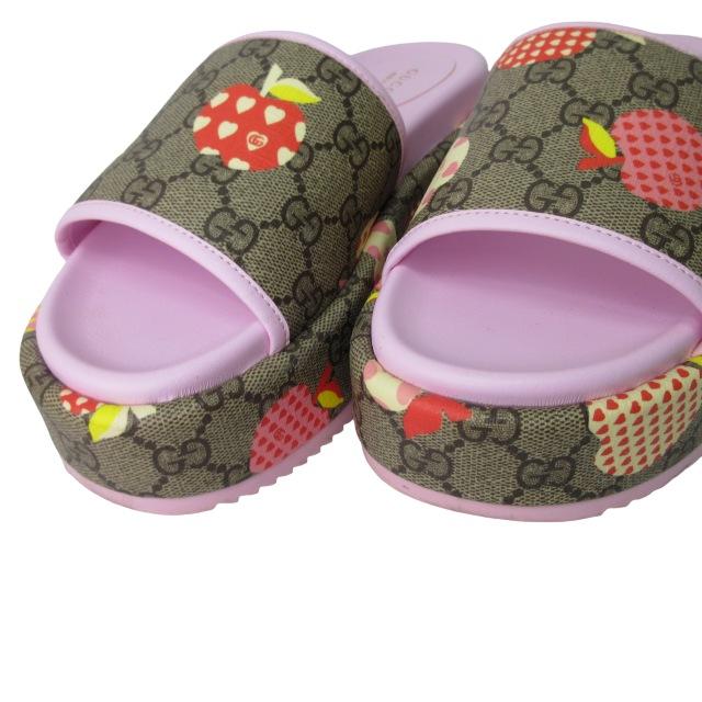 GUCCI レ ポム プラットフォームサンダル ピンク 38 24.5-25cm相当  