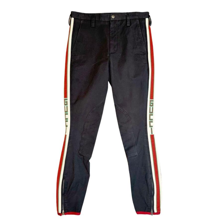 グッチ GUCCI サイドストライプ ギャバジンストレッチロングパンツ 