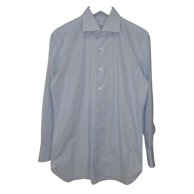 Errico Formicola 長袖 ワイシャツ ドレスシャツ ホワイト ブルー  