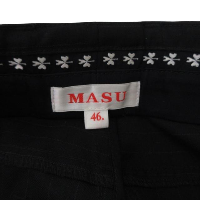 【中古】MASU パンツ ロング ウール ストライプ 46 Mサイズ相当 ブラック k1912 0429 メンズ MASU パンツ ロング ウール ストライプ 46 Mサイズ相当 ブラック k1912