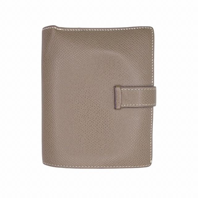 エルメス HERMES  ベアンコンパクト エトゥープ ゴールド金具 ヴォーエプソン Y刻印 箱・袋付 レディースの画像