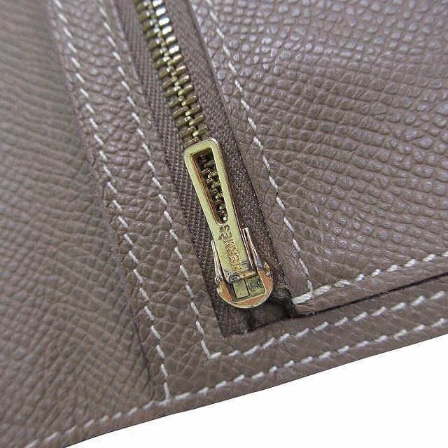 エルメス HERMES  ベアンコンパクト エトゥープ ゴールド金具 ヴォーエプソン Y刻印 箱・袋付 レディースの画像