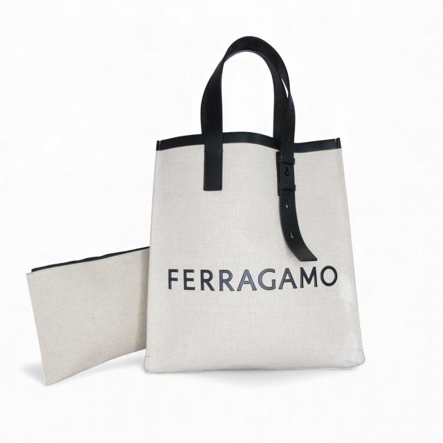 【美品】サルヴァトーレ フェラガモ トートバッグ ロゴ コーティングキャンバス FERRAGAMO（フェラガモ） サルヴァトーレフェラガモ Salvatore
