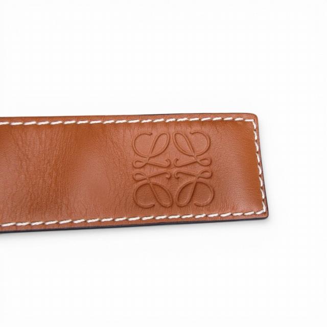 ロエベ LOEWE 美品 スラップ ブレスレット アナグラム タン ブラウン 