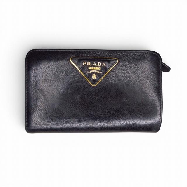 PRADA（プラダ） PRADA 2つ折り財布 ウォレット 三角プレート レザー 