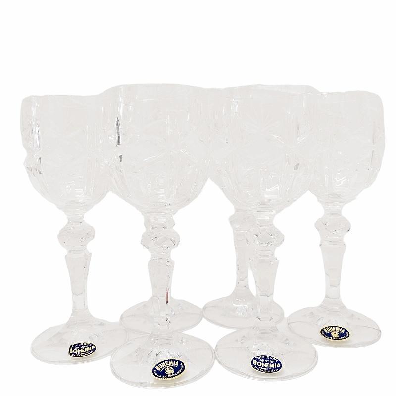 未使用品 ボヘミア クリスタル BOHEMIA CRYSTAL ワイン グラス ミニ 6 