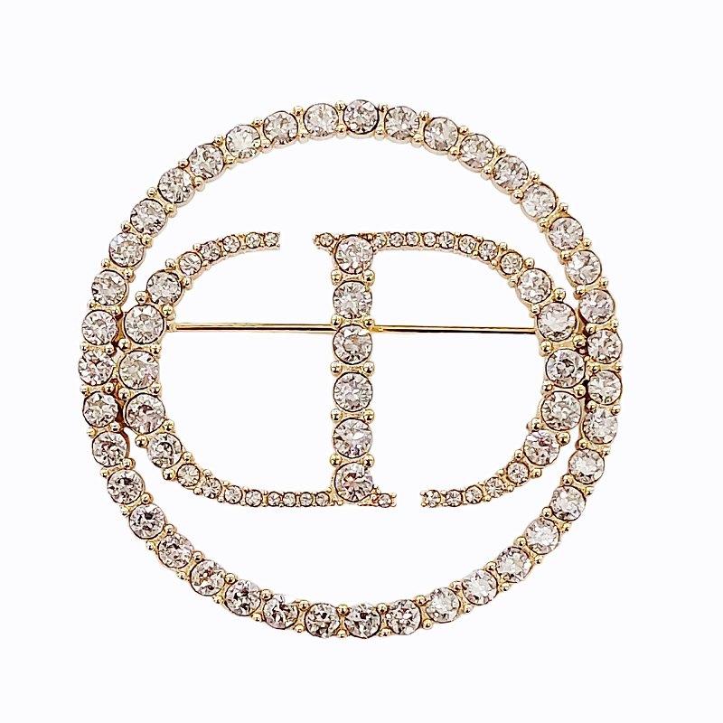 ディオール Dior CD ロゴ ラインストーン ブローチ ピンブローチ 